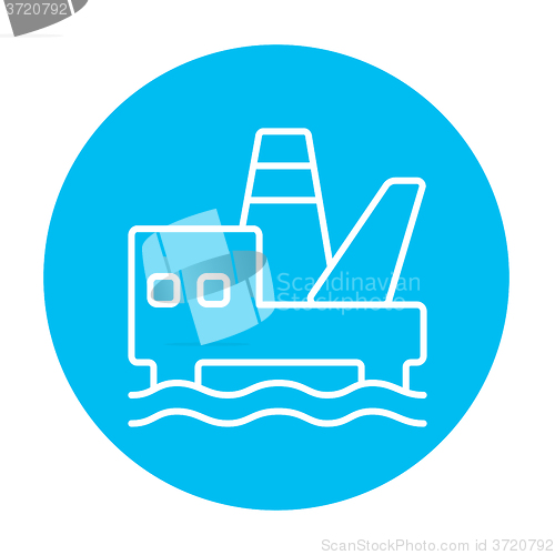 Image of Offshore oil platform line icon.