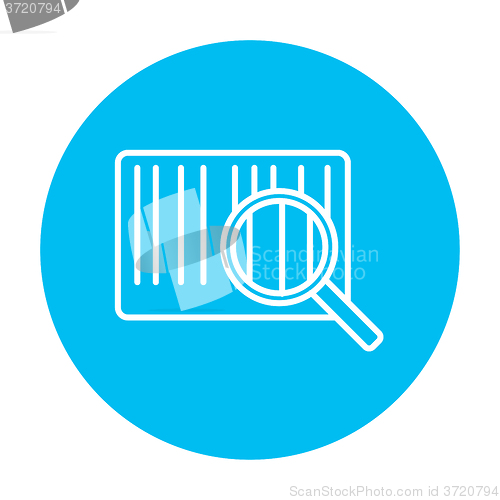 Image of Magnifying glass and barcode line icon.