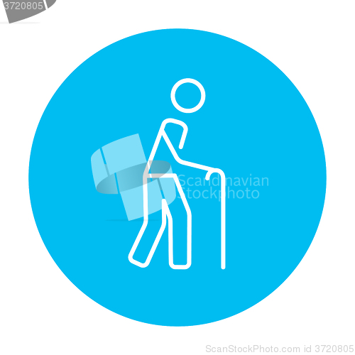 Image of Man with cane line icon.