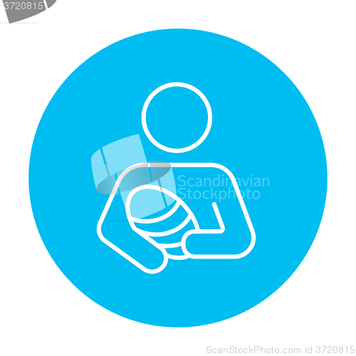 Image of Woman holding baby line icon.