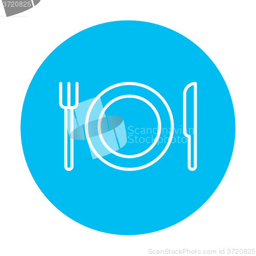 Image of Plate with cutlery line icon.