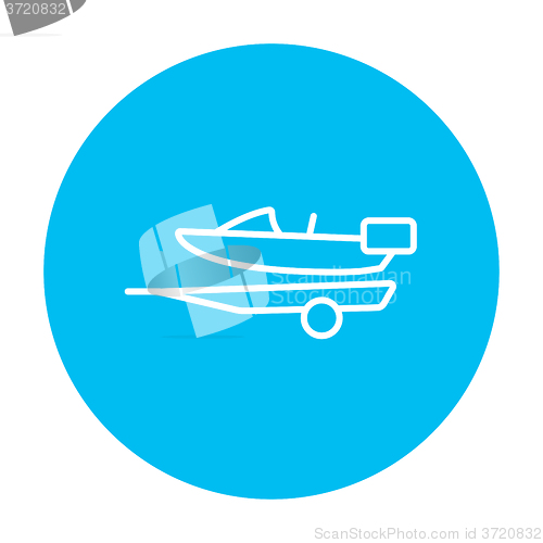Image of Boat on trailer for transportation line icon.