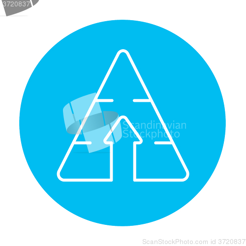 Image of Pyramid with arrow up line icon.