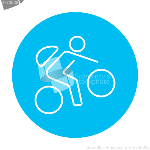 Image of Man riding bike line icon.