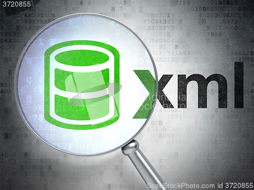 Image of Database concept: Database and Xml with optical glass