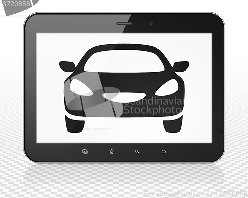 Image of Tourism concept: Tablet Pc Computer with Car on display