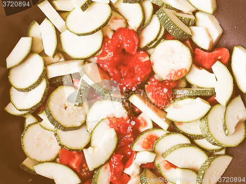 Image of Retro looking Zucchini with tomato
