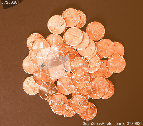 Image of  Dollar coins 1 cent wheat penny vintage