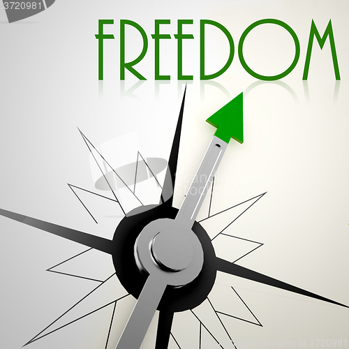 Image of Freedom on green compass