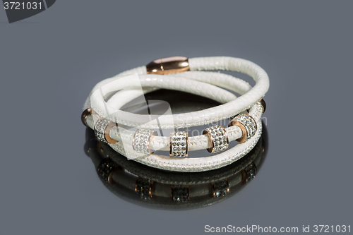 Image of leather bracelet with crystals