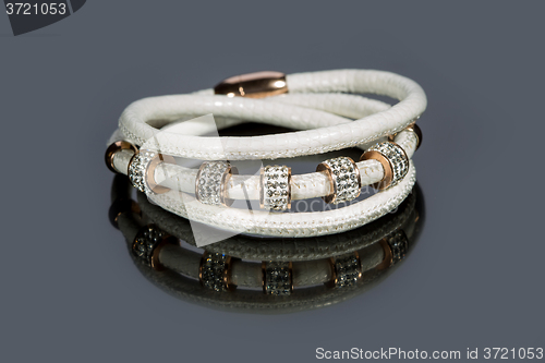 Image of leather bracelet with crystals