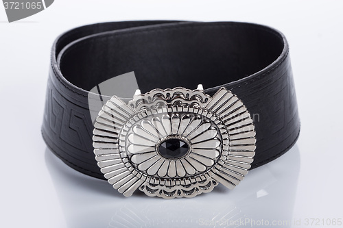 Image of Black Women\'s belt with a metal buckle