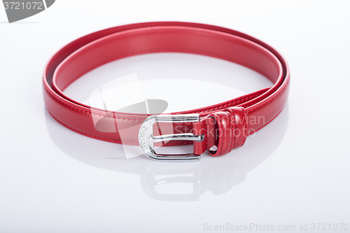 Image of red Women\'s belt with rhinestones