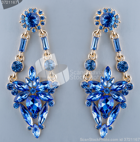 Image of Pear Diamonds Earrings. blue gems