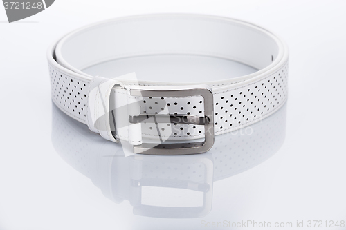 Image of white Women\'s belt with rhinestones