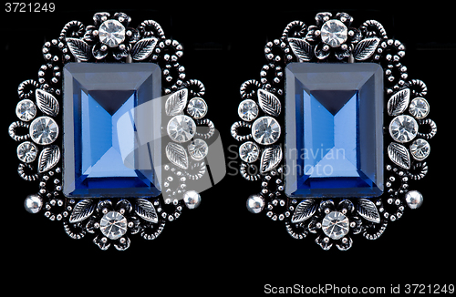 Image of Pear Diamonds Earrings. blue gems