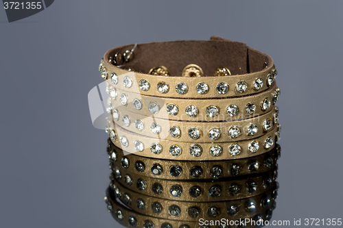 Image of leather bracelet with crystals