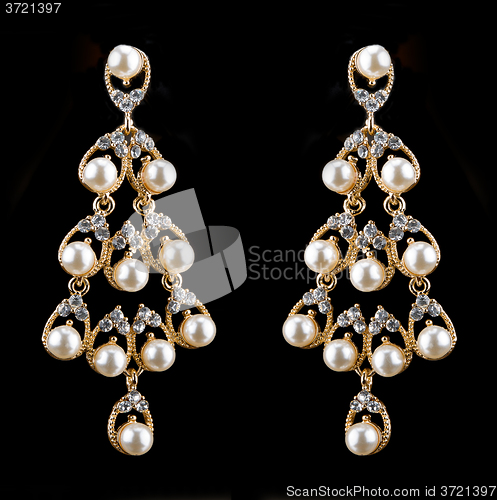 Image of Pear Diamonds pearl Earrings