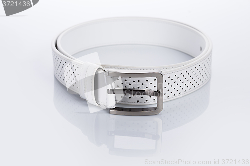 Image of white Women\'s belt with rhinestones