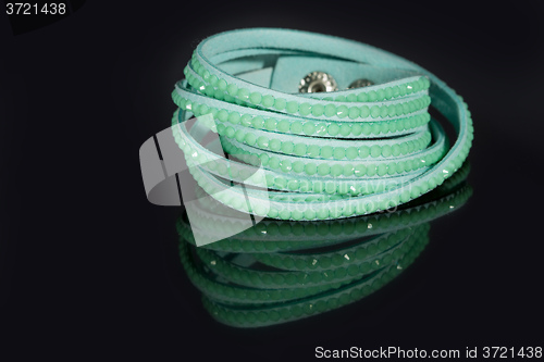 Image of leather bracelet with crystals