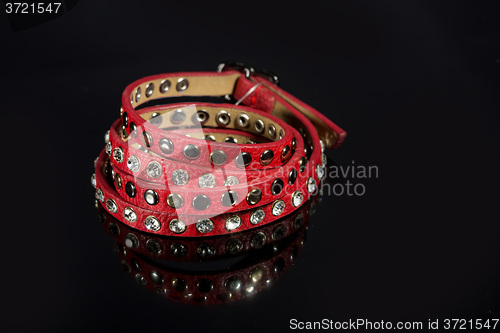 Image of leather bracelet with crystals