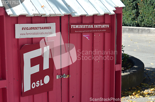 Image of Feminist Initiative campaign stand