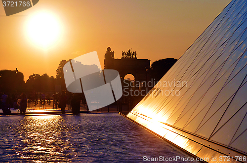 Image of The Louvre museum in France at sunset