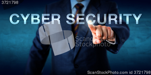 Image of Manager Touching CYBER SECURITY Onscreen