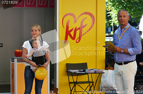 Image of Norwegian Christian Democratic Party (KrF) campaign stand