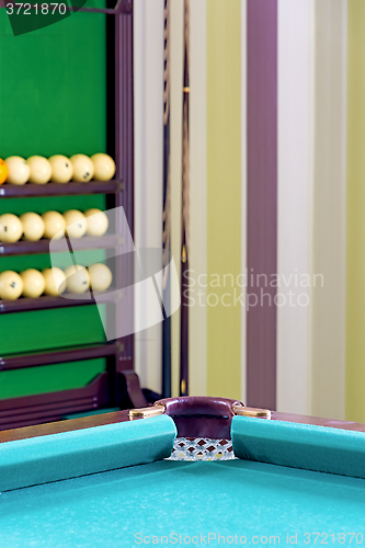 Image of Corner of of a billiard table.