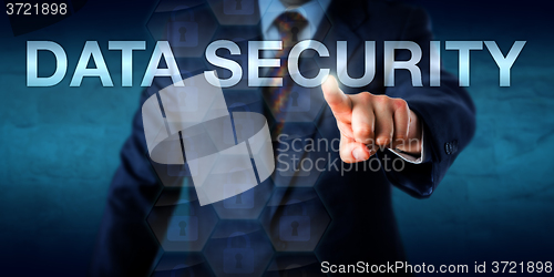 Image of Businessman Touching DATA SECURITY Onscreen