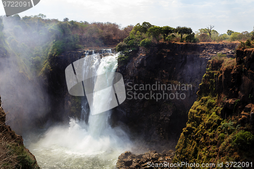 Image of The Victoria falls with mist from water