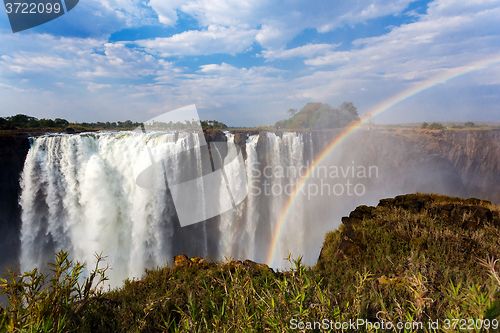 Image of The Victoria falls with rainbow