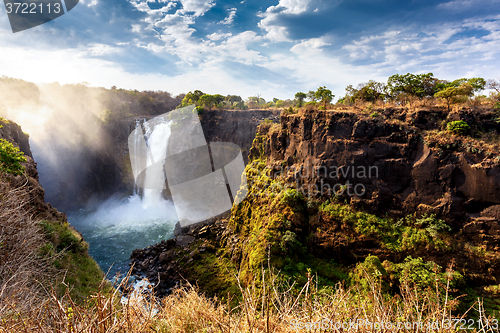 Image of The Victoria falls with dramatic sky