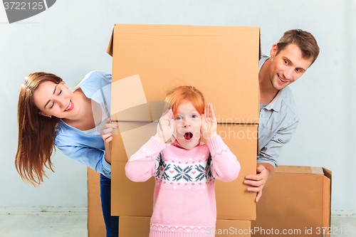 Image of The happy family  during repair and relocation