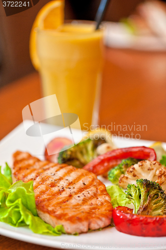 Image of salmon steak closeup