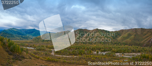 Image of mountain  in autumn day