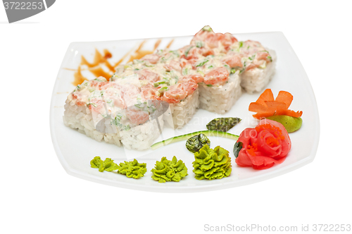 Image of Roll with cream sauce, salmon fish