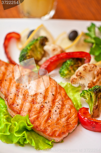 Image of salmon steak closeup