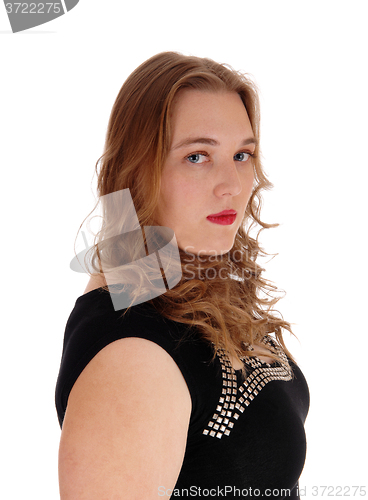 Image of Portrait of blond woman in profile.