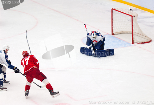 Image of Y. Koksharov (27) attack the gate