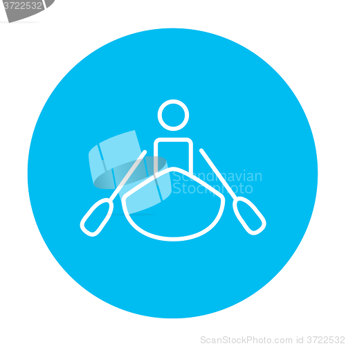 Image of Man kayaking line icon.