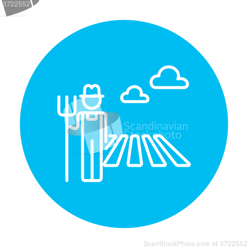 Image of Farmer with pitchfork line icon.