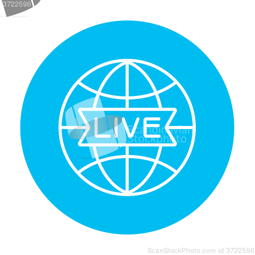 Image of Globe with live sign line icon.