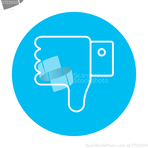 Image of Thumb down hand sign line icon.