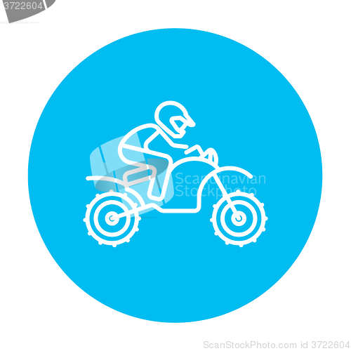 Image of Man riding motocross bike line icon.