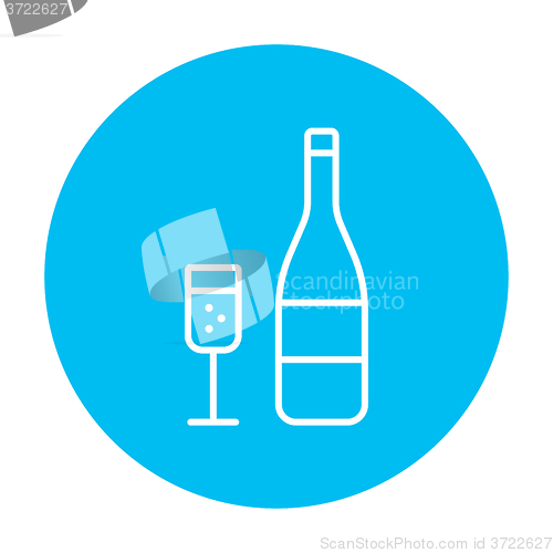 Image of Bottle of champaign and glass line icon.