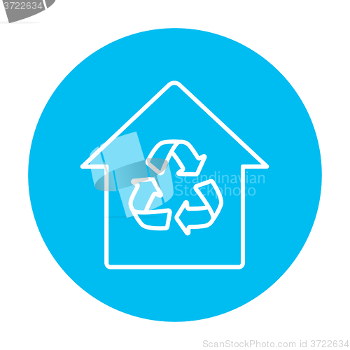 Image of House with recycling symbol line icon.