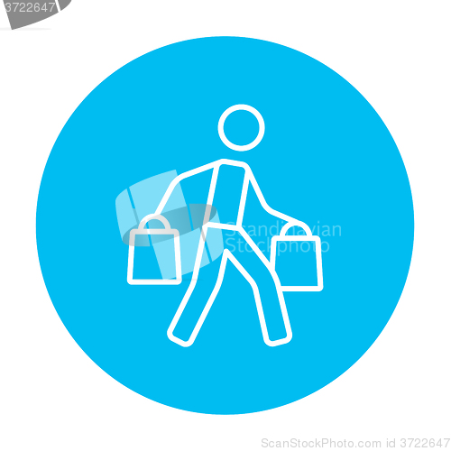 Image of Man carrying shopping bags line icon.