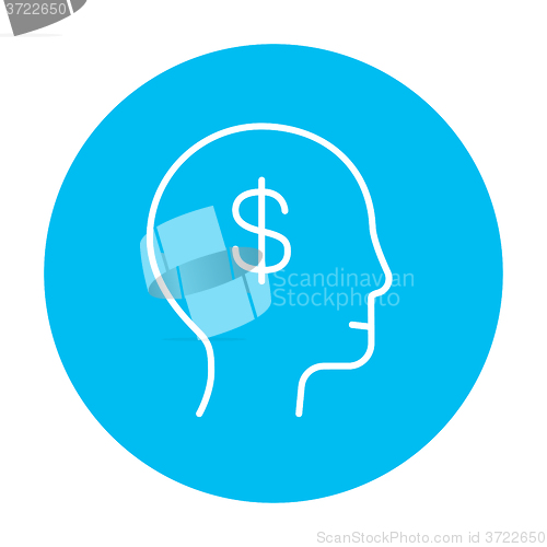 Image of Human head with dollar symbol line icon.